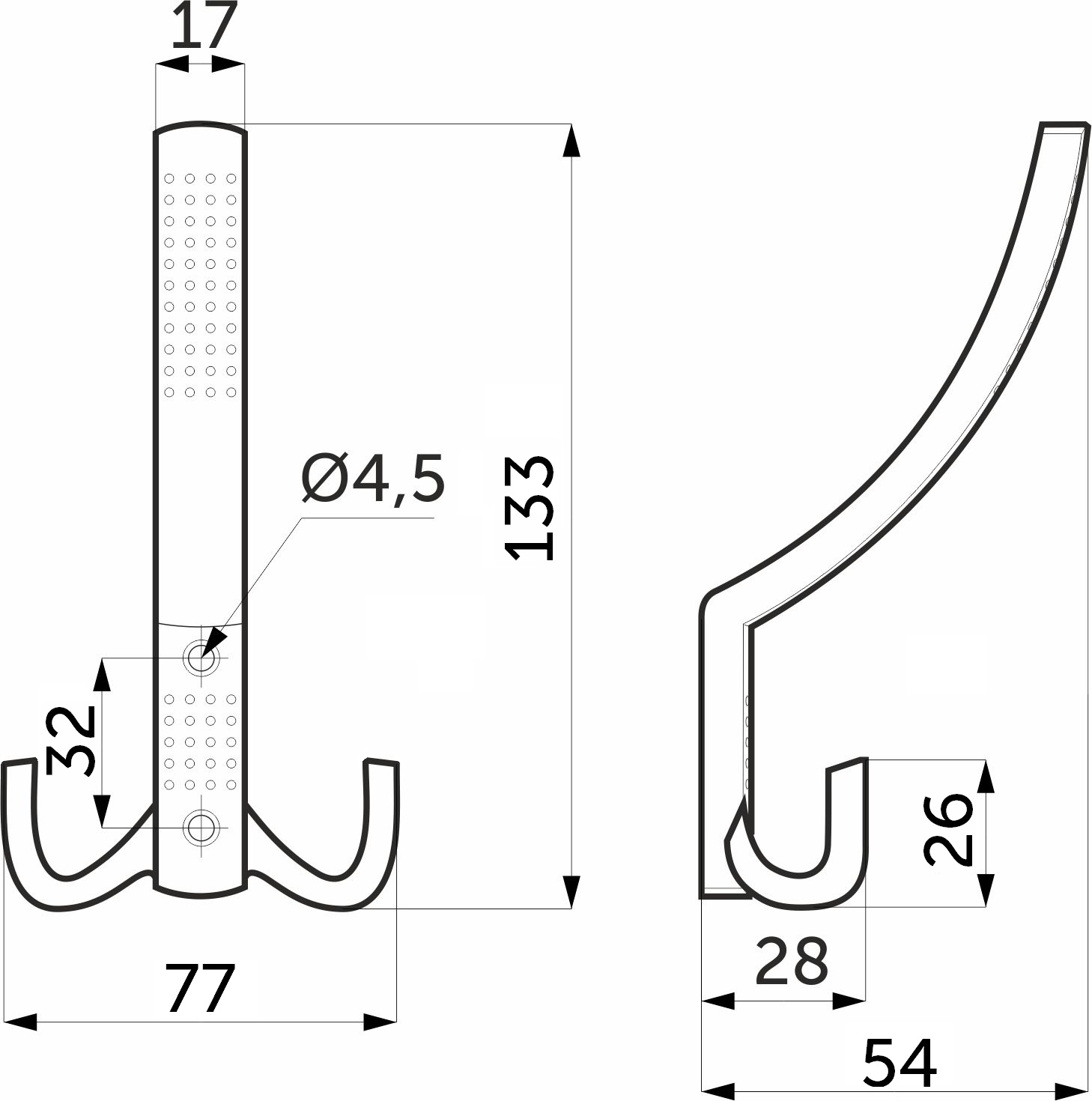 Крючок меб. трехрожковый мет. WP11 хром матовый GRIDLI 113575 — изображение 3