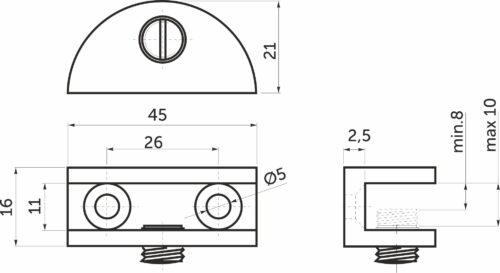 Полкодержатель для стекла мет. WP2710, хром (1 упак. = 2 шт.) AKS ( цена за 2 шт)  38334