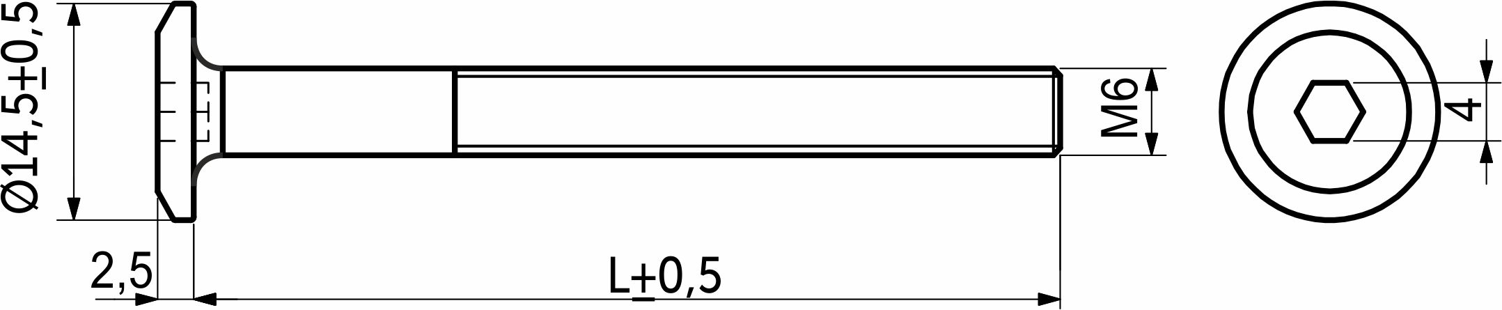 Винт с плоской головкой М6*80 под шестигранник, неполн. резьба, белый цинк (уп/20шт) AKS 103855 — изображение 2