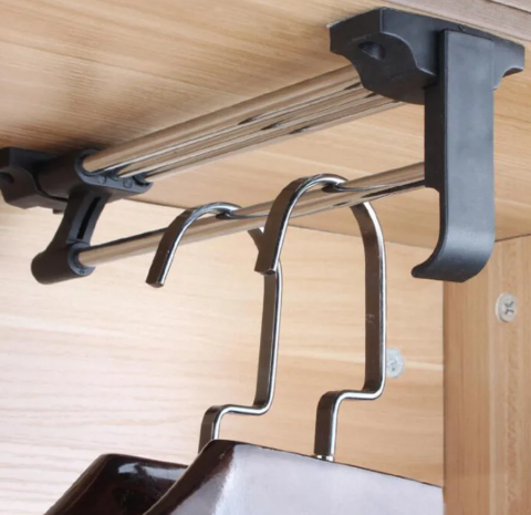 Выдвижная вешалка L-400 усиленная с ручкой, хром/черный 64798