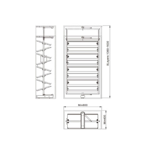Стойка для обуви  8-ми уровневая  Unihopper 360* вращ., в базу 800мм, с доводчиком, Moka 10964