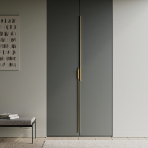 Ручка меб. скоба алюм. ANDROMEDA 1056/1200 матовое браш золото, AKS (левая) 111100