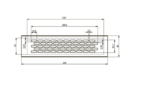 Решетка вентиляционная 245х60 мм, св. антрацит KK-W60245-24   26024