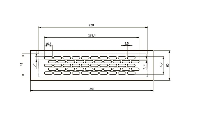 Решетка вентиляционная 245х60 мм, св. антрацит KK-W60245-24 26024