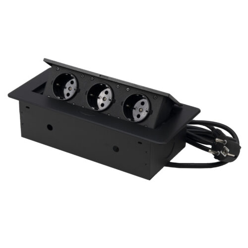 Выдвижной удлинитель NOVA, 3 розетки, черный, AKS 78893