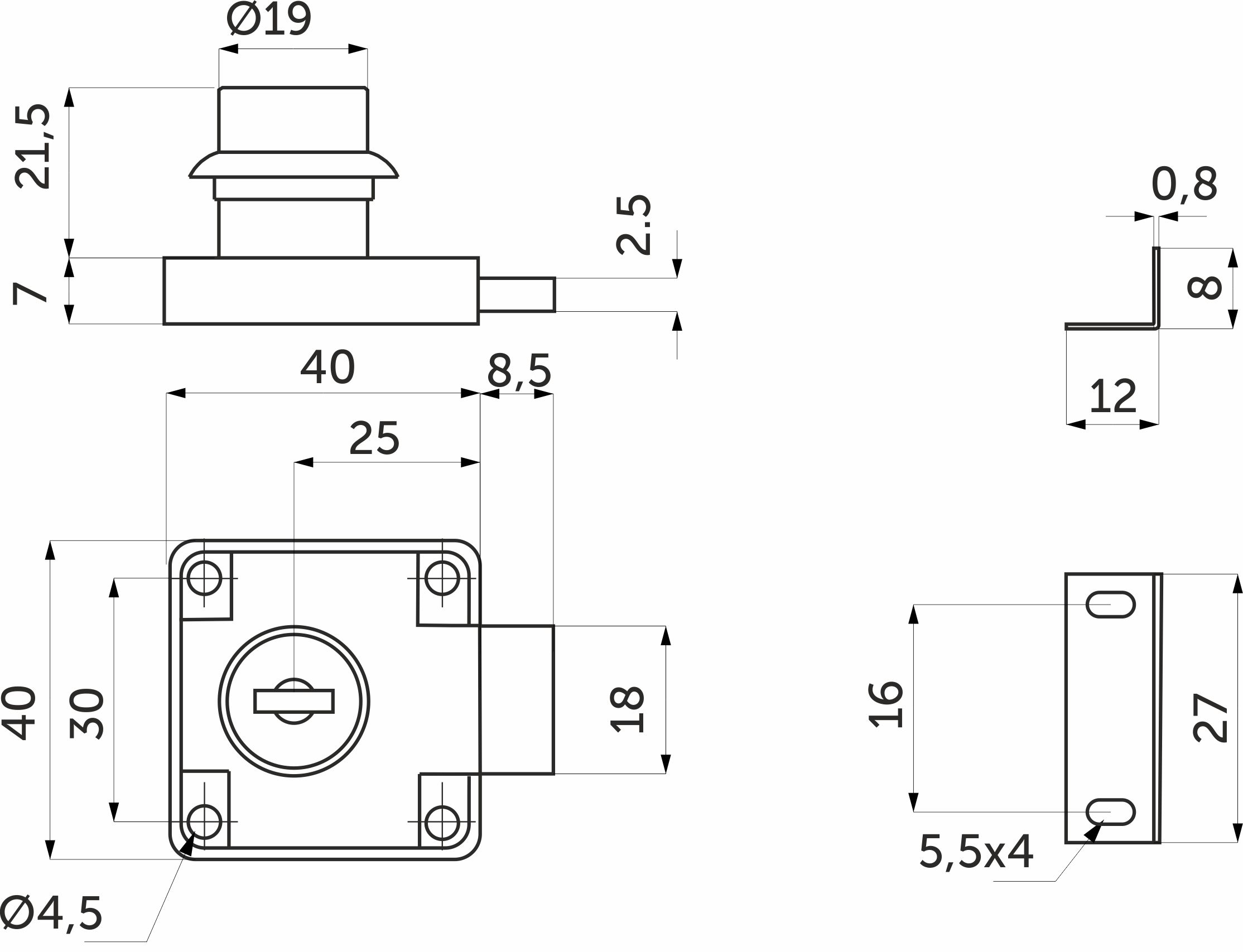 Замок для распашной двери механический 138 AKS планка мини 105162 — изображение 3