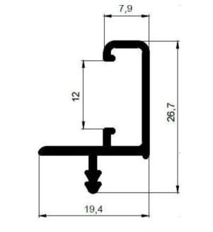 Профиль врезн в верх базу с пазом под светодиод. антрацит 1 метр АВД-4462 (кратно 2 мет)