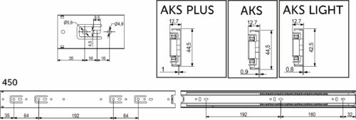 Направляющая шариковая L-450 h=45 AKS 22011