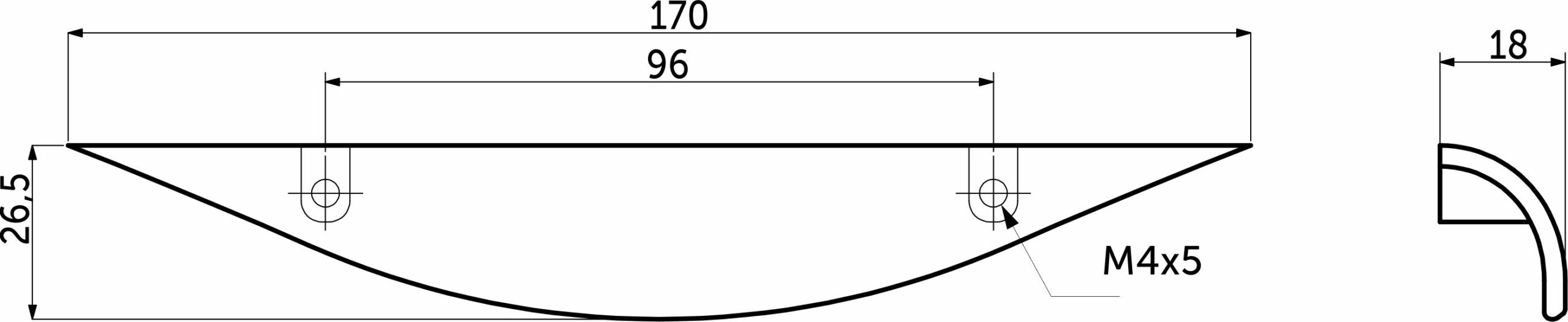 Ручка меб. скоба мет. AVOCADO 96 матовый хром 89335 — изображение 2