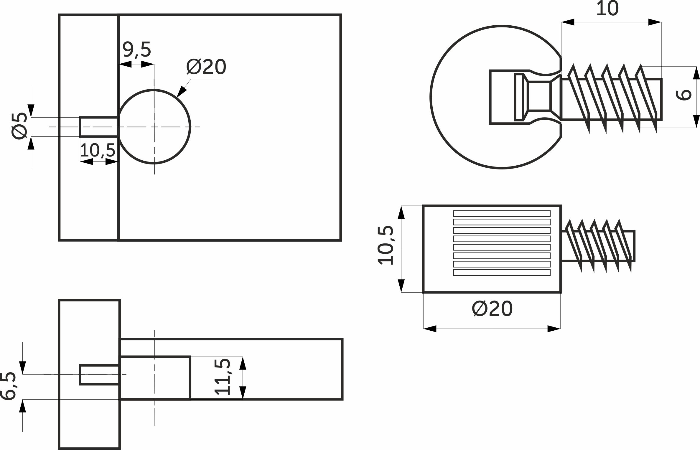 Полкодержатель d20 со штоком-евровинтом 6*10 прозрачный 92288 — изображение 3