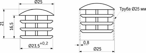 Заглушка внутр. трубы d25 (507А) 0,8мм, хром AKS 79076