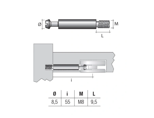 Дюбель стяжной М8 D8,5х49 мм, цинк  TE135FZ