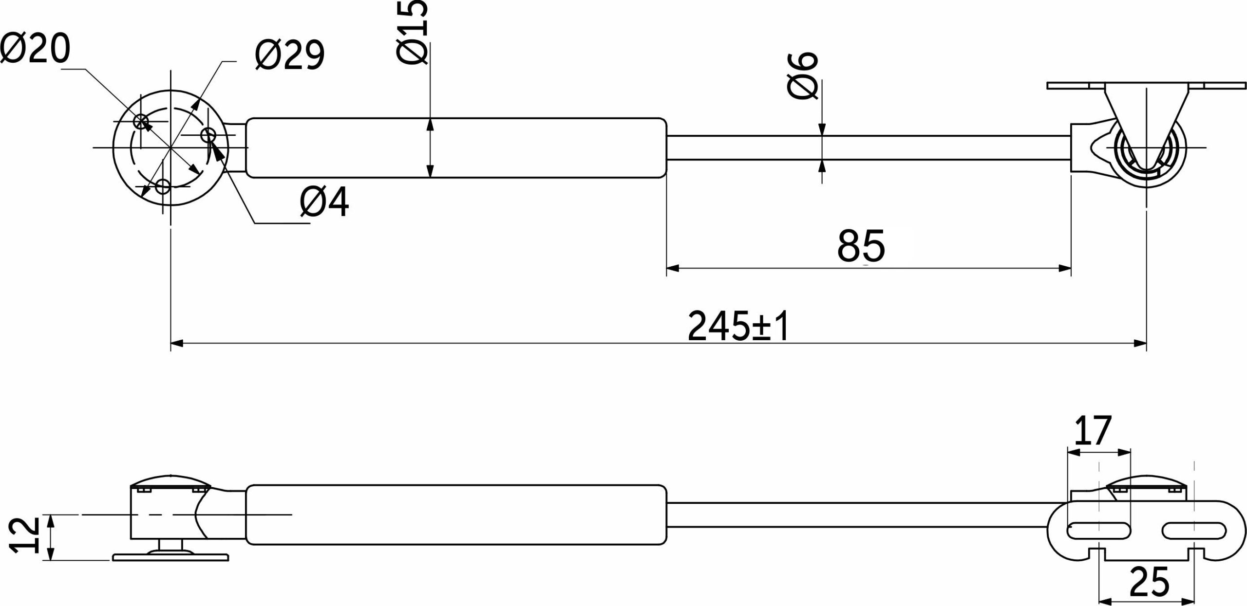 Подъемник газовый верхний 50N серый AKS 22233 — изображение 2