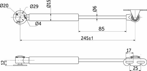 Подъемник газовый верхний 60N серый AKS 22234
