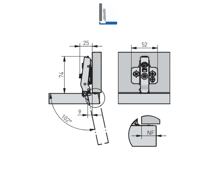 Петля SILENTO PRO ZP-SLCARALU09-3DBEO накладная для алюминиевых рамок без пружины черная 26716 — изображение 2