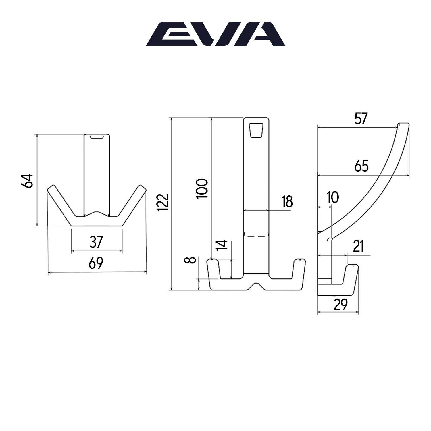 Крючок трехрожковый EVA ANGLE / черный матовый BLmatt 4304 — изображение 3