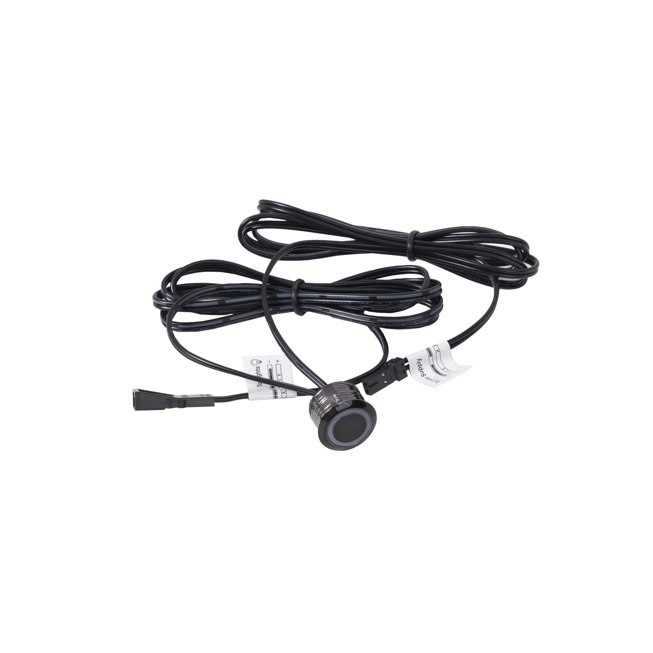 Выключатель сенсорный, с диммированием, врезной, 12V/24V, 60W/100W, синяя подсветка, черный, AKS — изображение 2