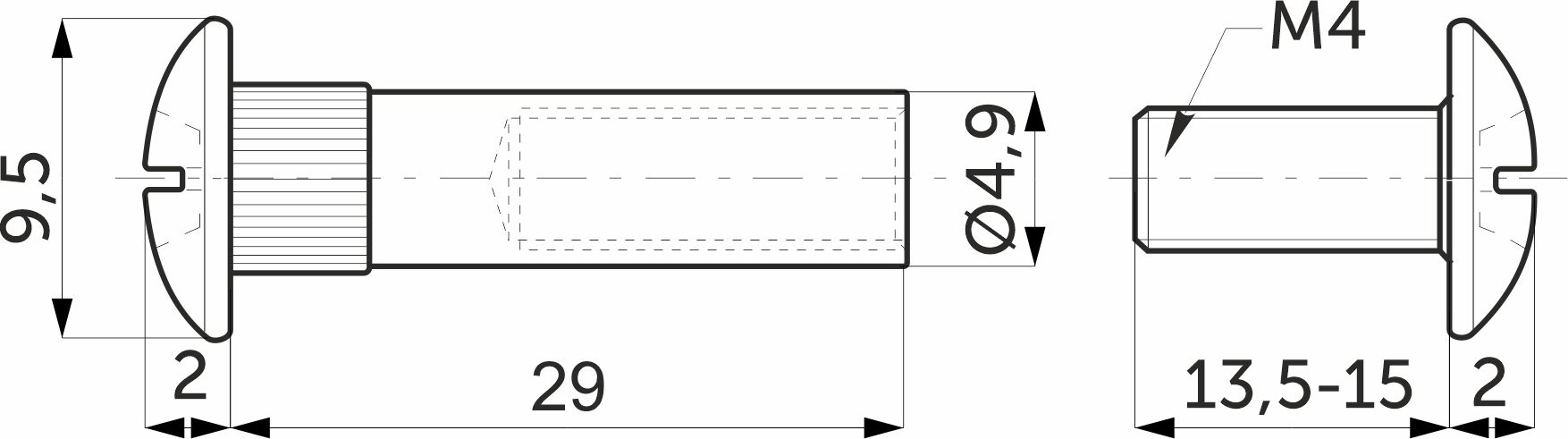 Стяжка межшкафная d5 М4х30мм (уп/1тыс.шт) AKS 39542 — изображение 2