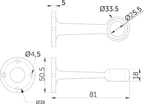 Держатель дистанционный проходной трубы d25 (994), черный AKS 113968