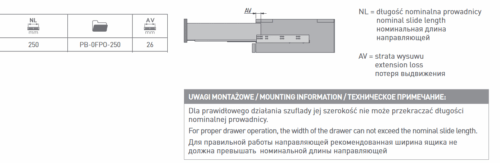 Направляющие скрытого монтажа MODERN SLIDE L-250 полного выдв Push to open 12648