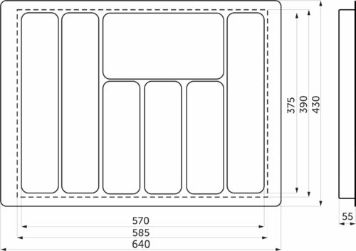 Лоток для столовых приборов 700 LINER 640*430, графит AKS 117236