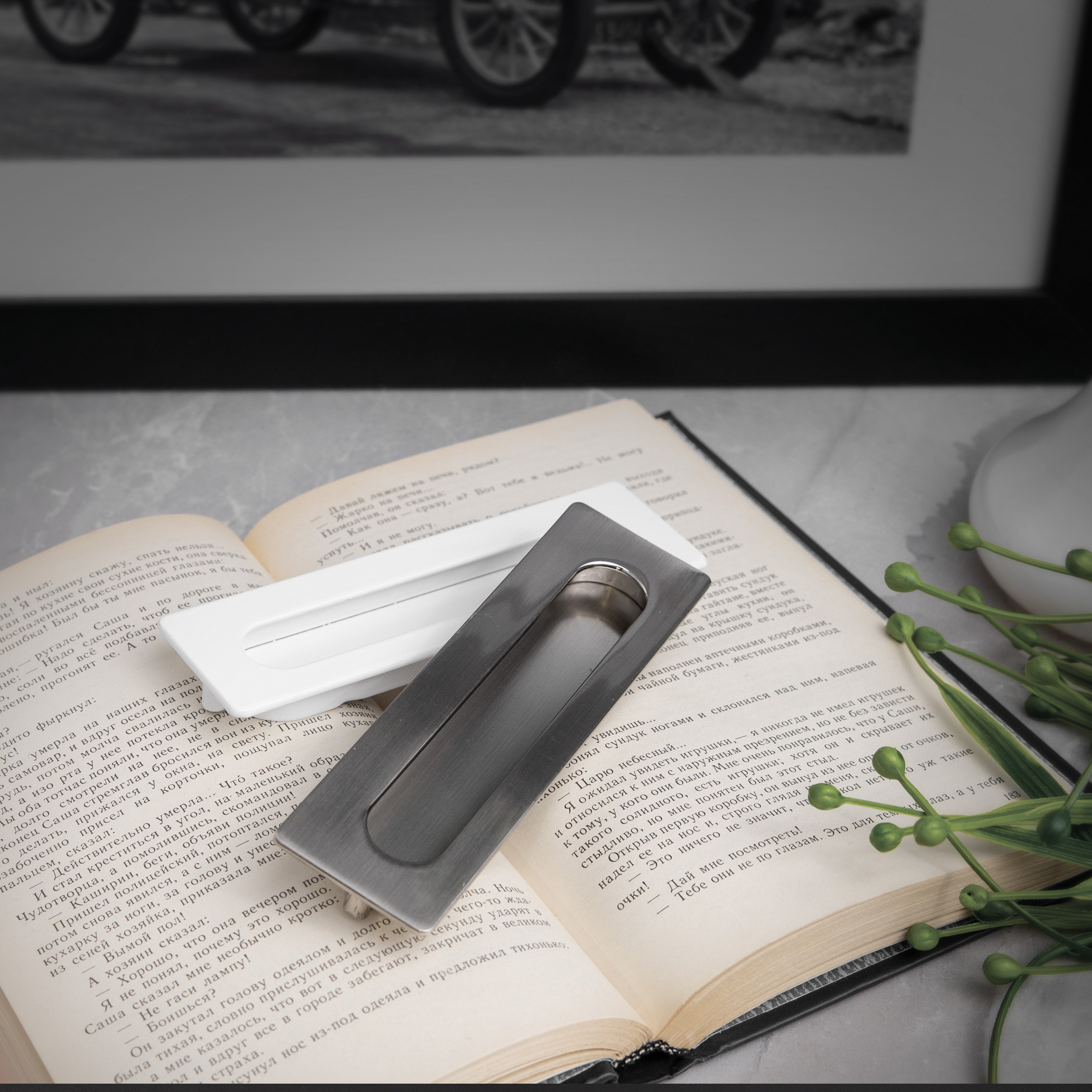 Ручка меб. врезная мет. ENTRO 128 белый, AKS 61993 — изображение 2