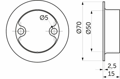 Крепление трубы d50 (Z-184/C) к столешнику, хром AKS 12124
