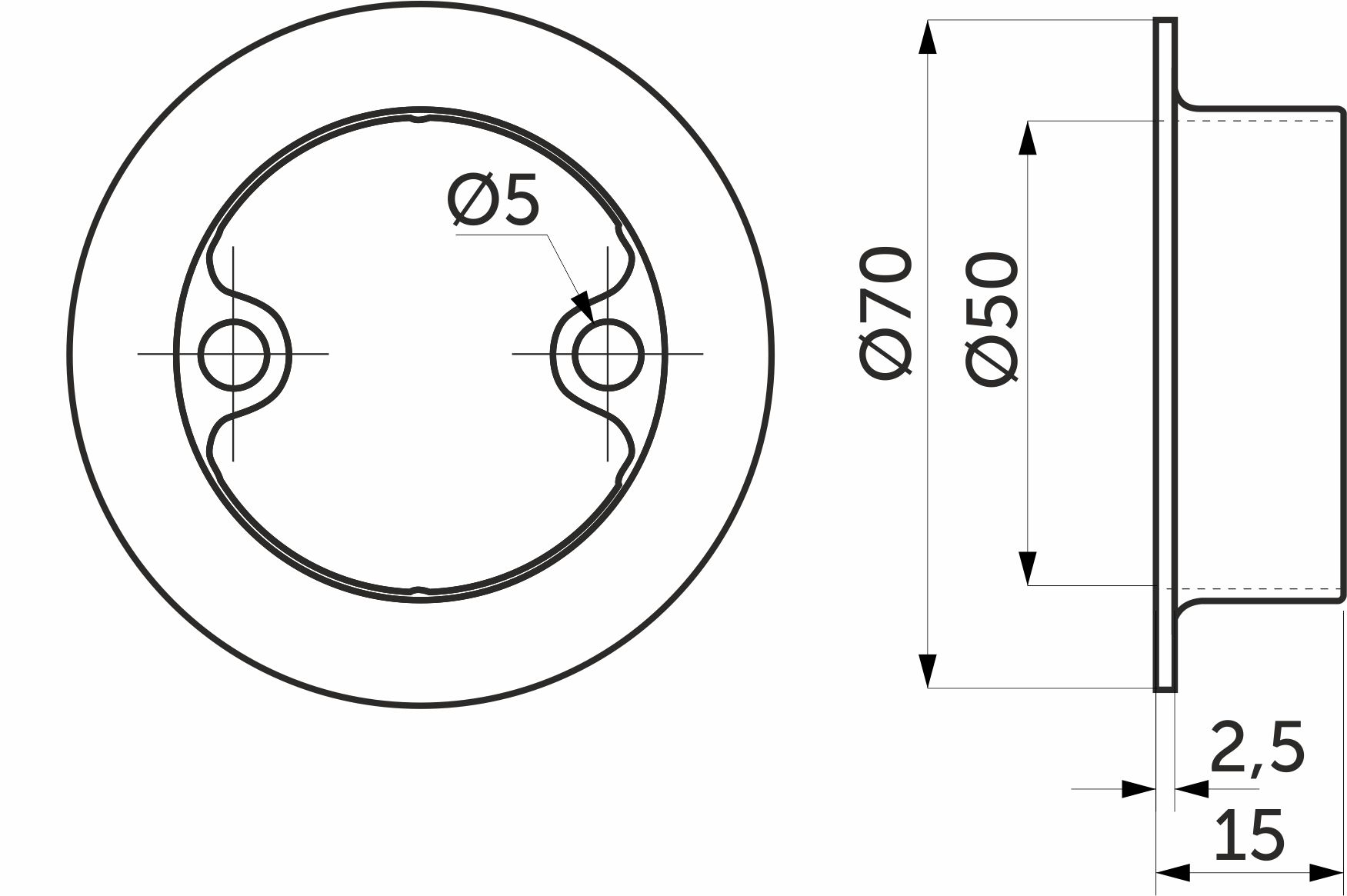 Крепление трубы d50 (Z-184/C) к столешнику, хром AKS 12124