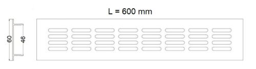 Решетка вентиляционная 600х60мм серебро алюминий AKS 115978
