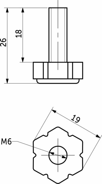 Регулятор уровня М6 черный (уп/250шт) AKS 111800 ( для муфты 106466)
