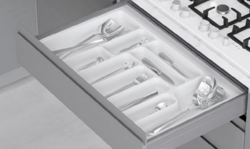 Лоток для столовых приборов Starax в базу шир. 600 (540x490x55) белый  0200236