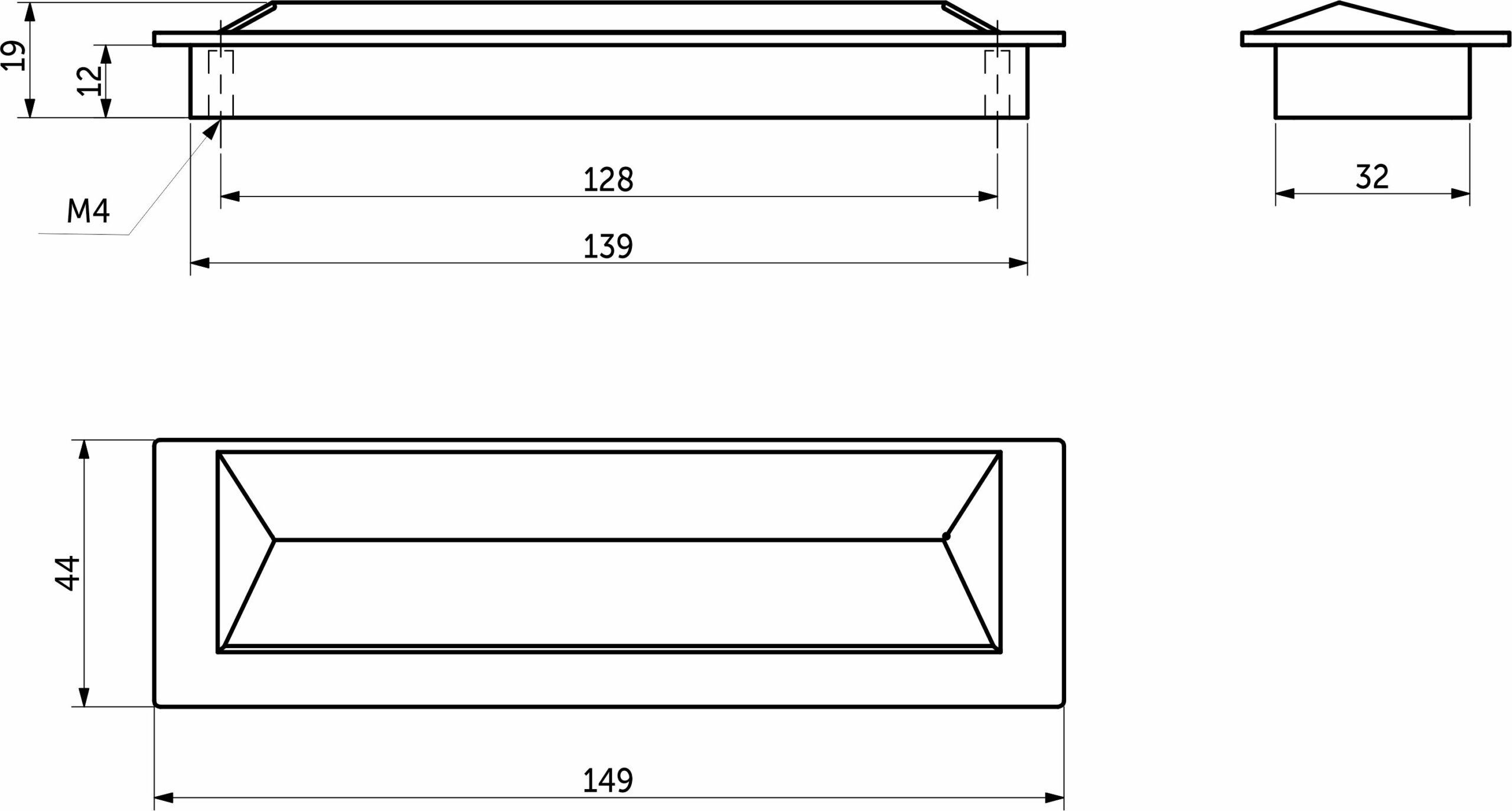 Ручка меб. врезная мет. TIARA 128 брашированное золото, AKS 73758