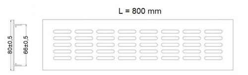 Решетка вентиляционная 800х80мм серебро алюминий AKS 115983