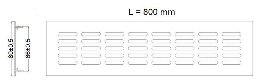 Решетка вентиляционная 800х80мм серебро алюминий AKS 115983