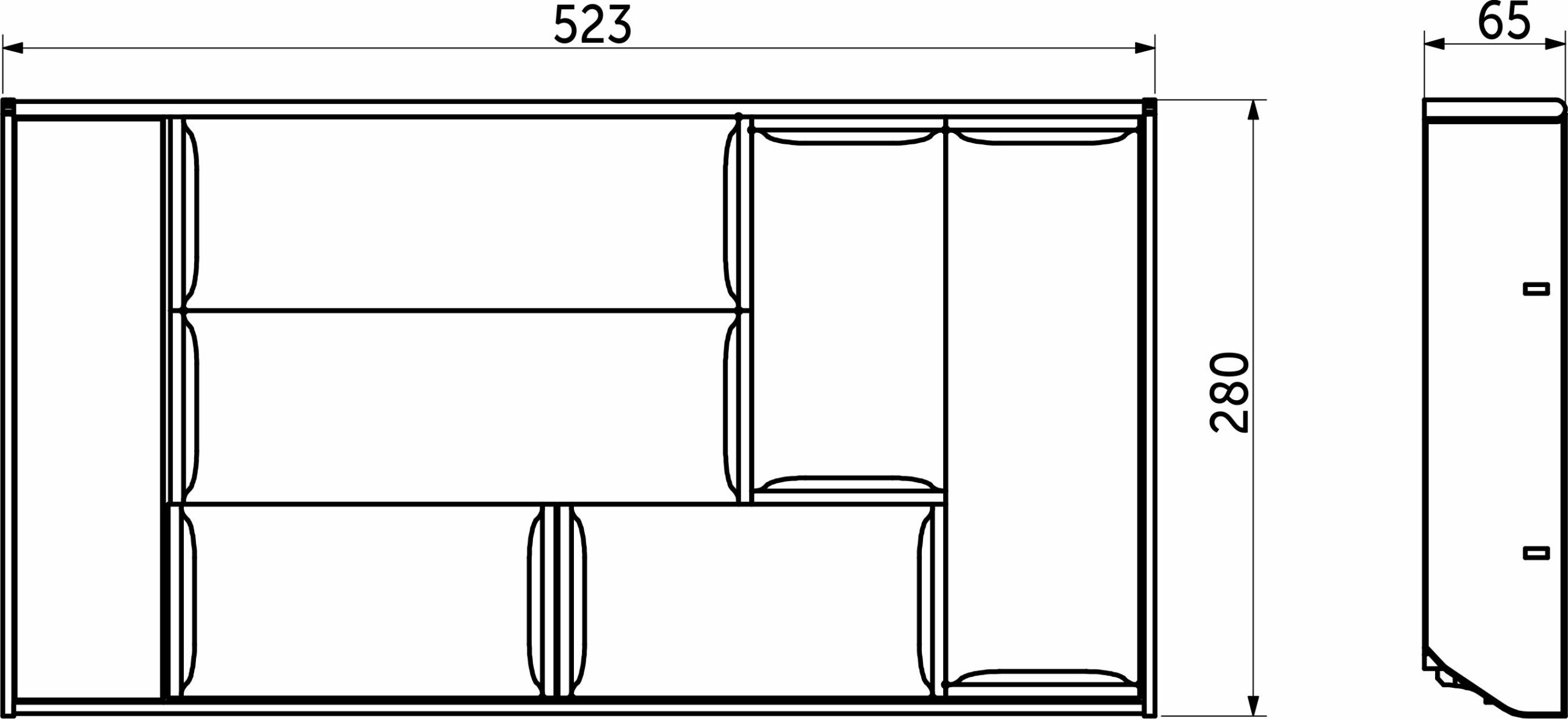 Вкладыш 30/550 шуфлядный металлический Organizer нержавеющая сталь (523*280*65) AKS 64590 — изображение 2