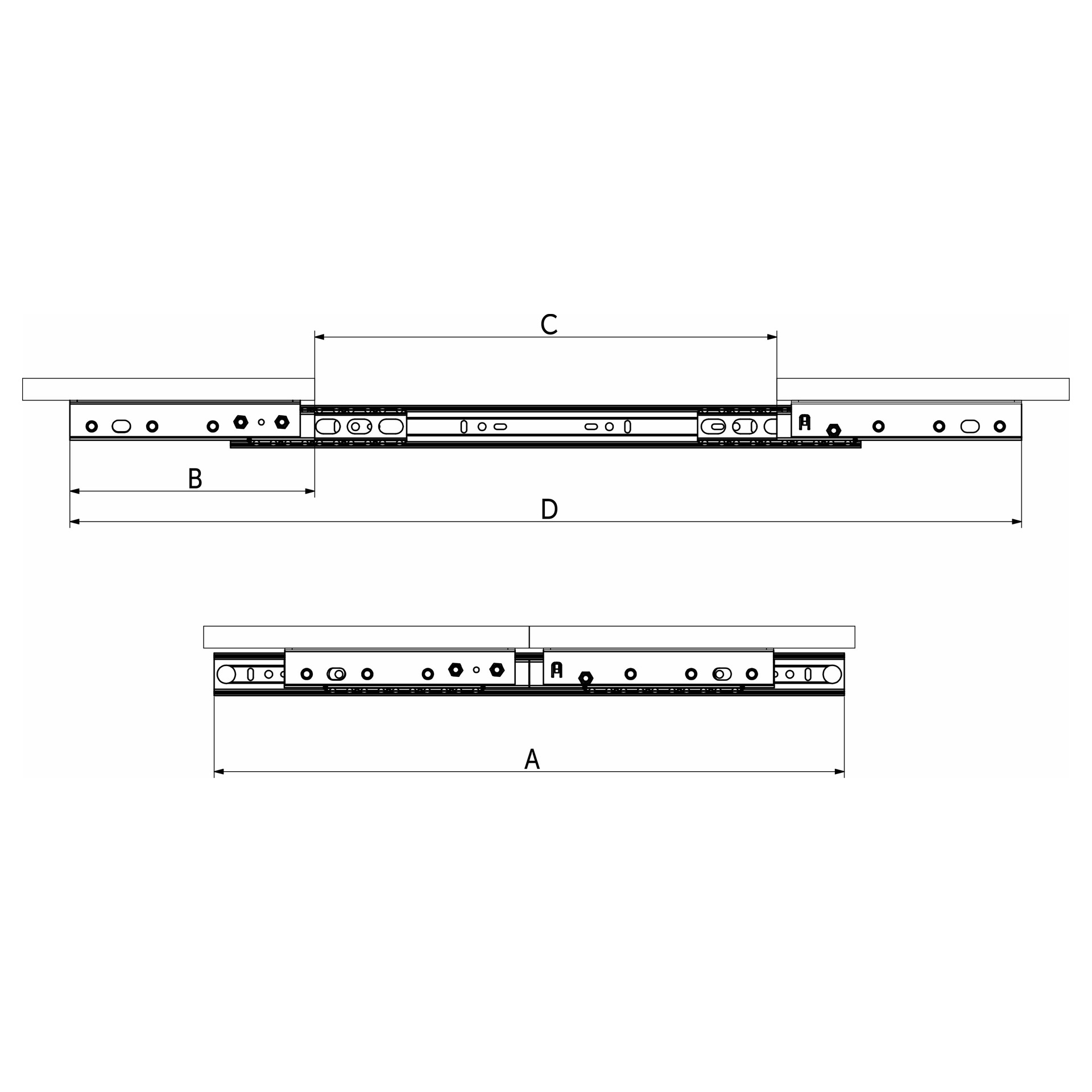 Механизм для раздвижных столов внешний синхронный со стопором L-700 мм AKS 5139