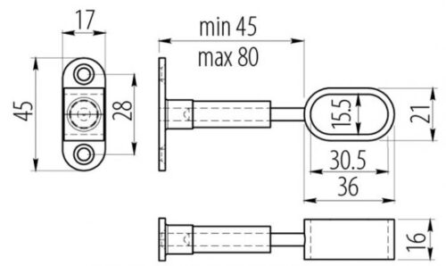 Держатель для овальной трубы дистанционный регулируемый замыкающий 00006331