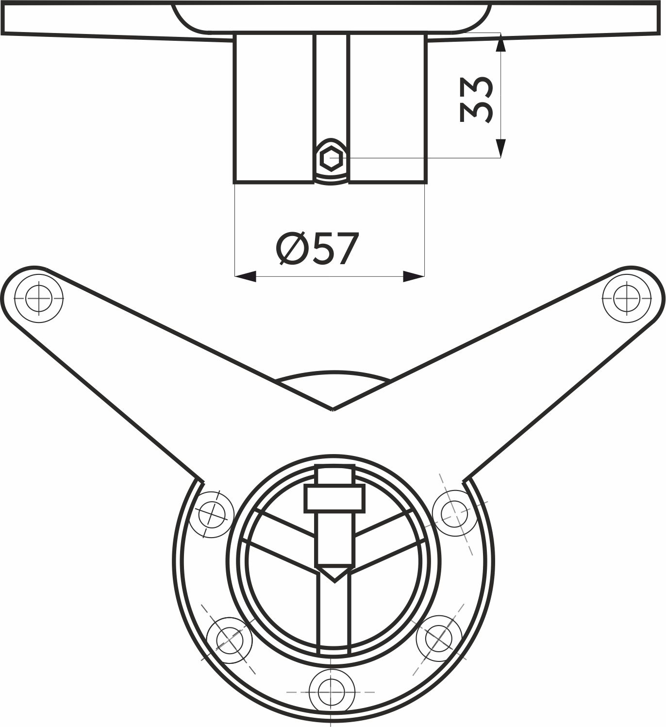 Крепление усы на трубу d60, никель AKS 14114