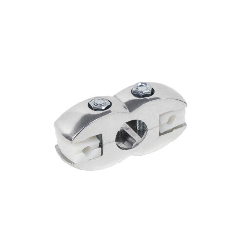 Соединитель стекло/плита к трубе d25 (551) двойной (с вкладышами), хром AKS 14288