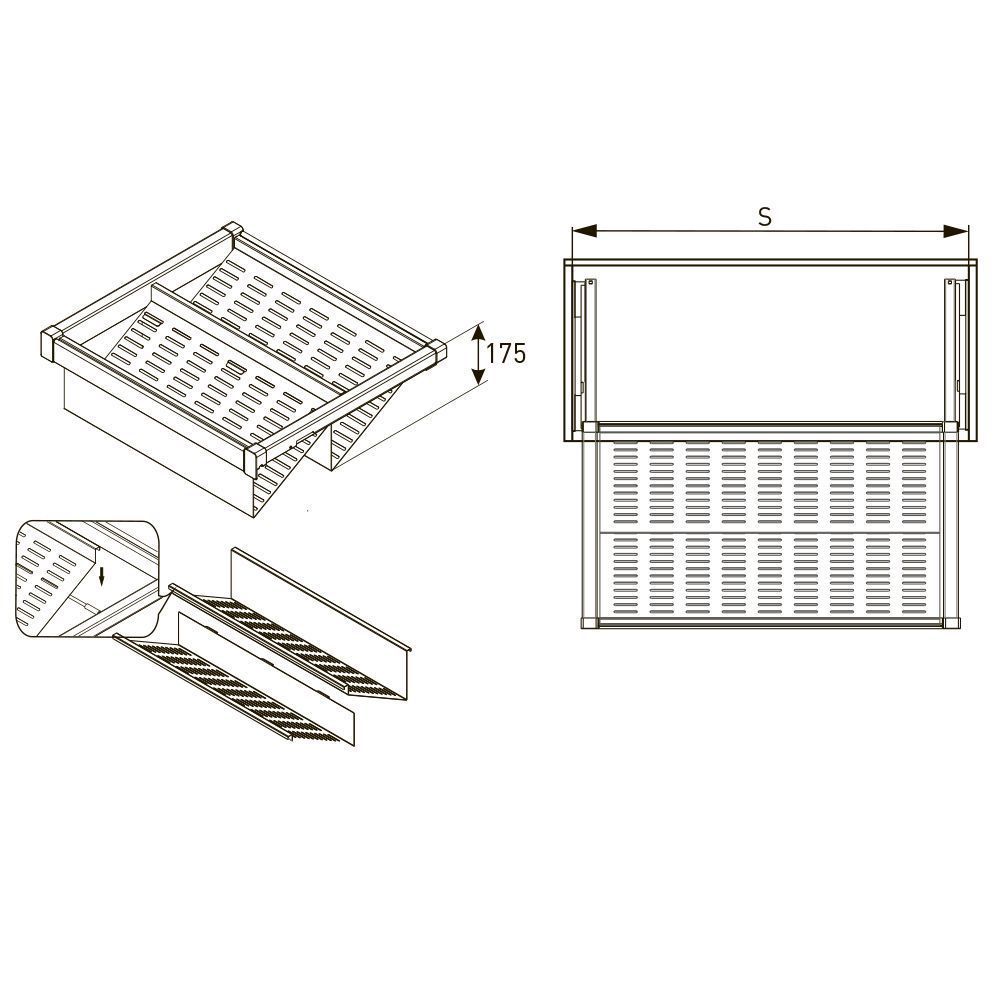 Полка для обуви перфорированная ELITE WG-POBUWM70-60 графит, в модуль 700 мм 16567 — изображение 3