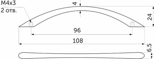 Ручка меб. скоба мет. UP82 96 мат. хром, АKS 62154