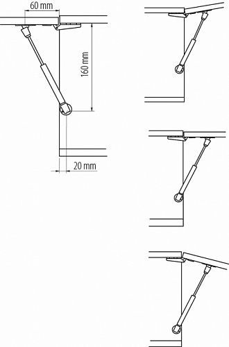 Газлифт мебельный 8 кг. GTV (L-160 мм) 13089