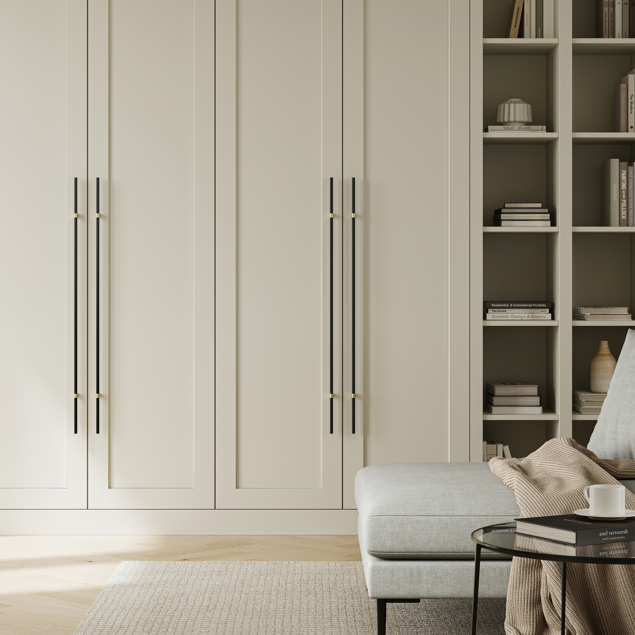 Ручка меб. скоба алюм. WHISPER 704/1000 черный матовый+брашированное золото, AKS 112916