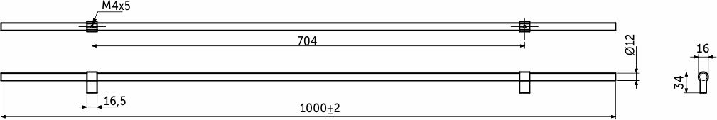 Ручка меб. скоба алюм. WHISPER 704/1000 черный матовый+брашированное золото, AKS 112916 — изображение 3