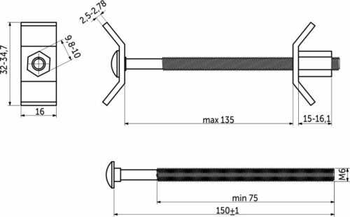 Стяжка для столешниц L-150 AKS 58375