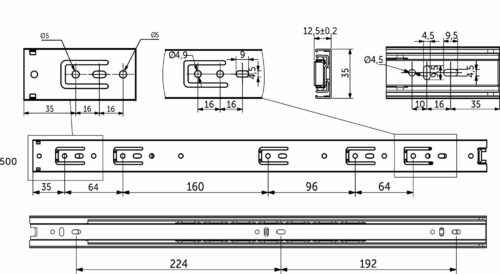 Направляющая шариковая L-500 h=35 AKS 22292