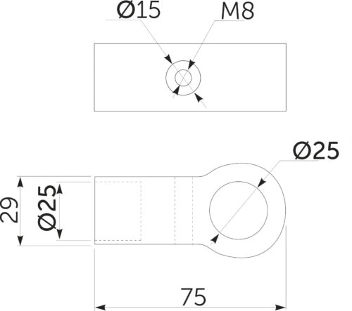 Соединитель 2-х труб d25 (560) простой, хром AKS 14284