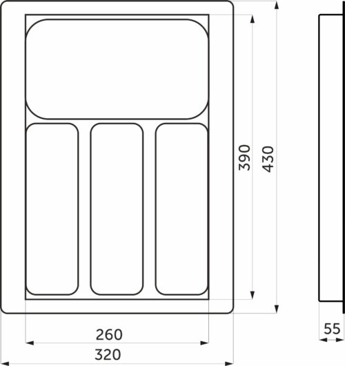 Лоток для столовых приборов 400 LINER 320*430, черный AKS 117245