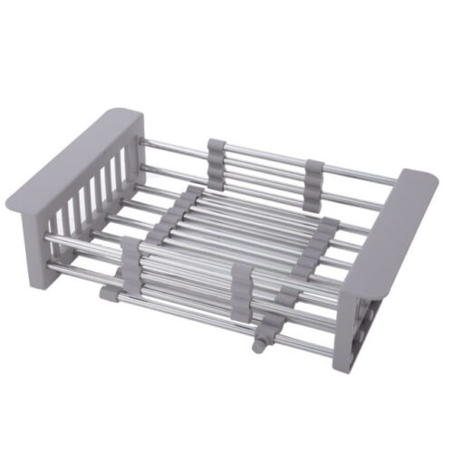 Коландер для мойки раздвижной, нержавеющая сталь, 322-479*227мм, серый, AKS 106652