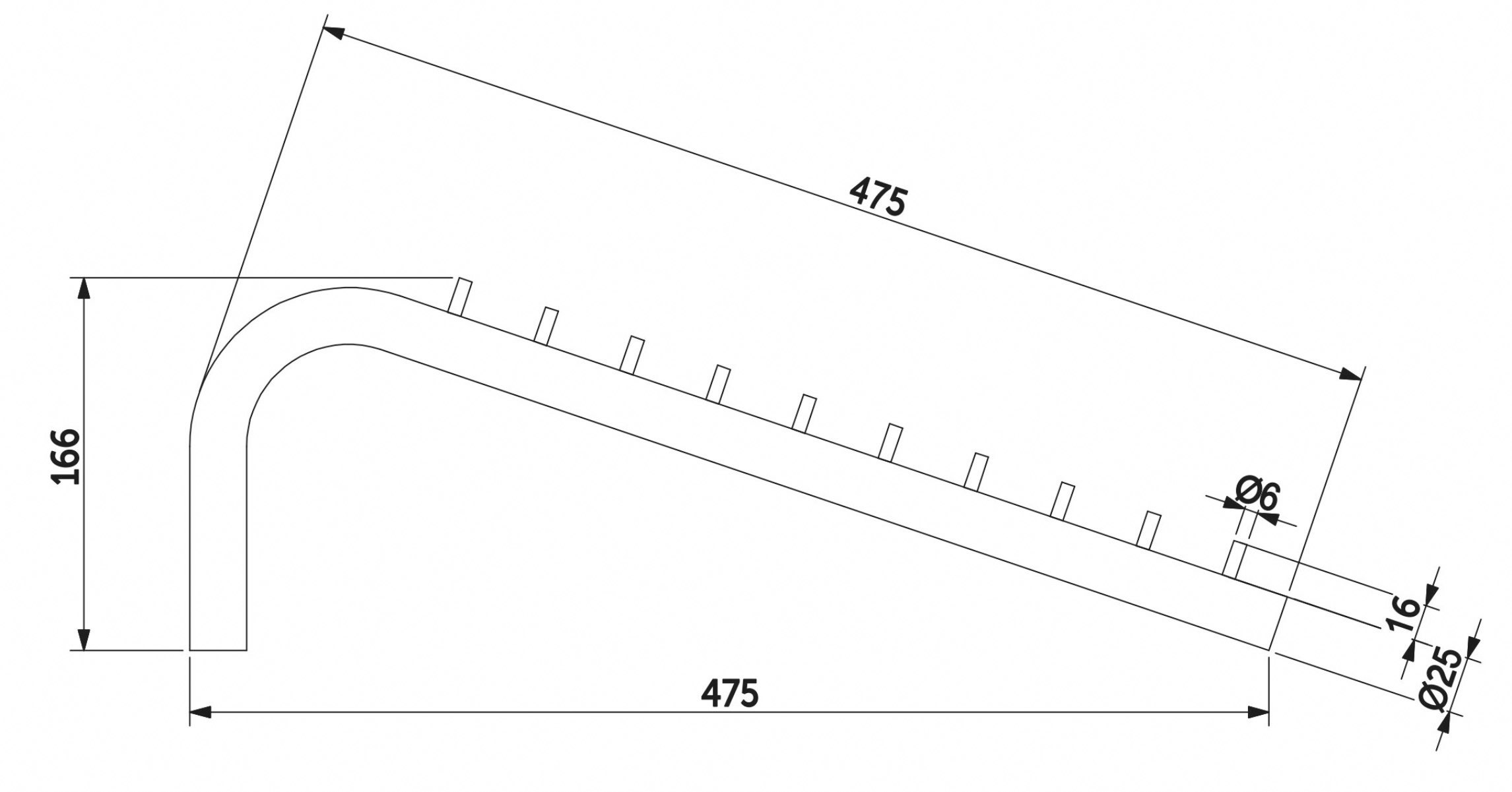 Вешалка трубы d25 (537А), хром AKS 14264
